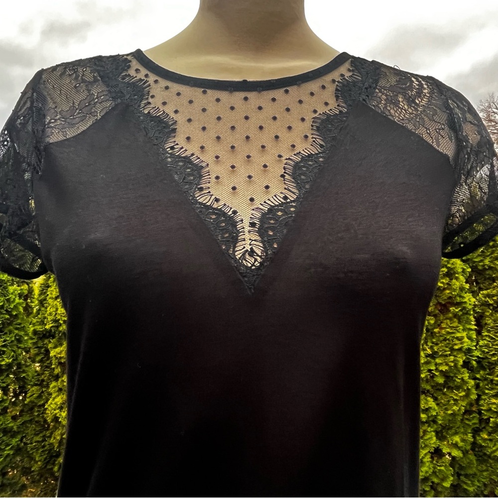 H&M Black Lace Short Sleeve Tee